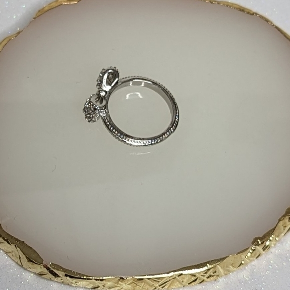 Bow Ring 925 Sterling Silver Cubic Zirconia Size 6 - Picture 4 of 9